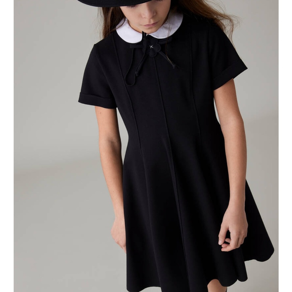 Classic Black Kids Dress with White Collar